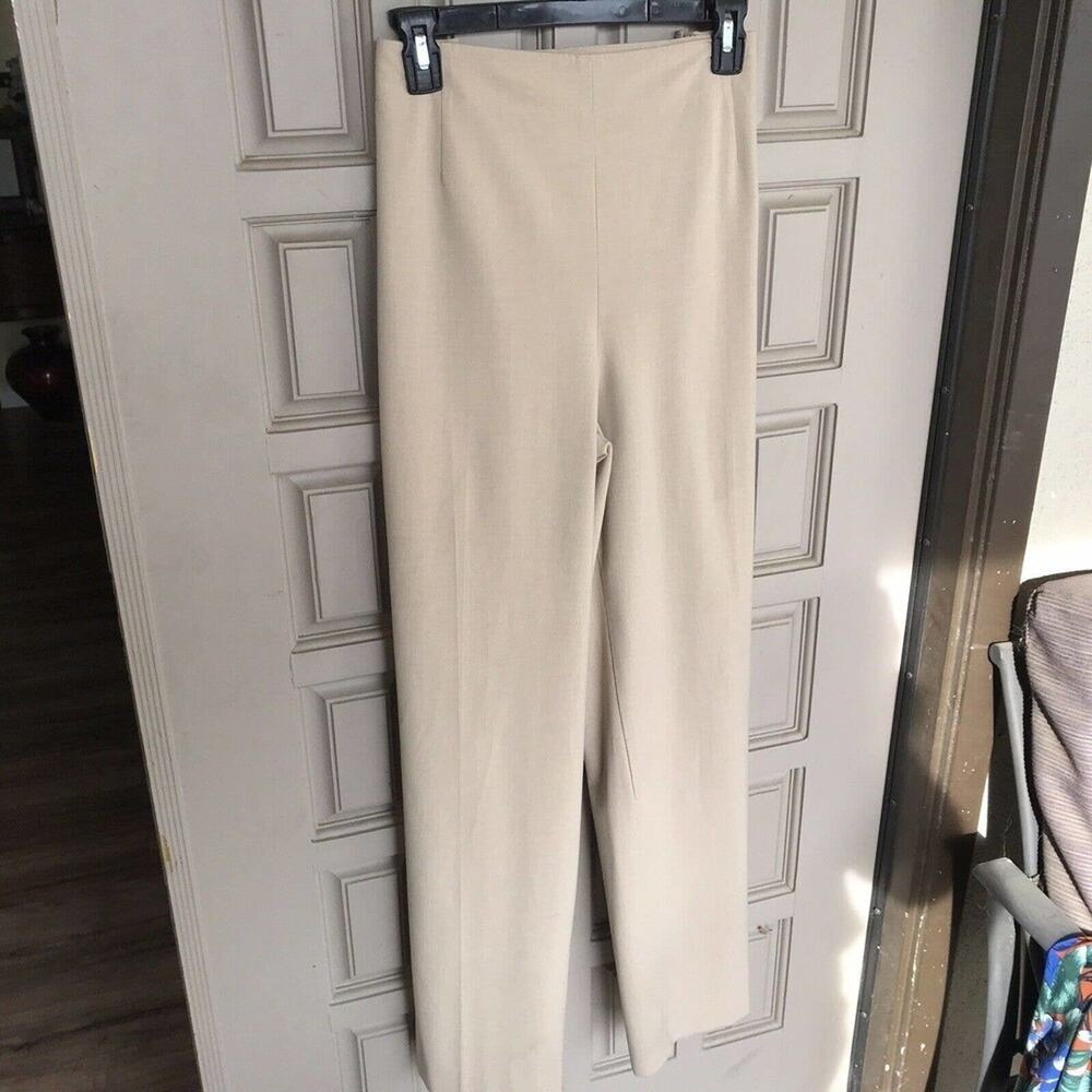 Talbots Stretch Slacks SZ16 Beige Straight Legs Side Zip Poly Blend Pre-Owned
